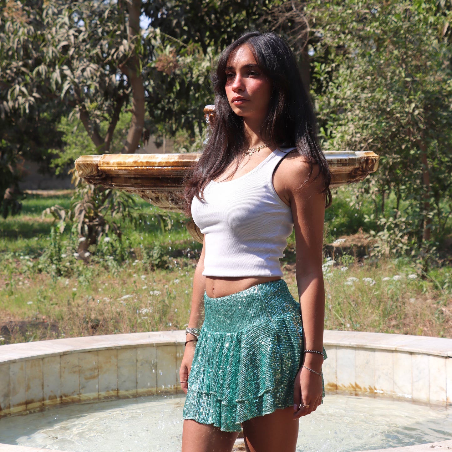 Sequin Ruffle Skirt