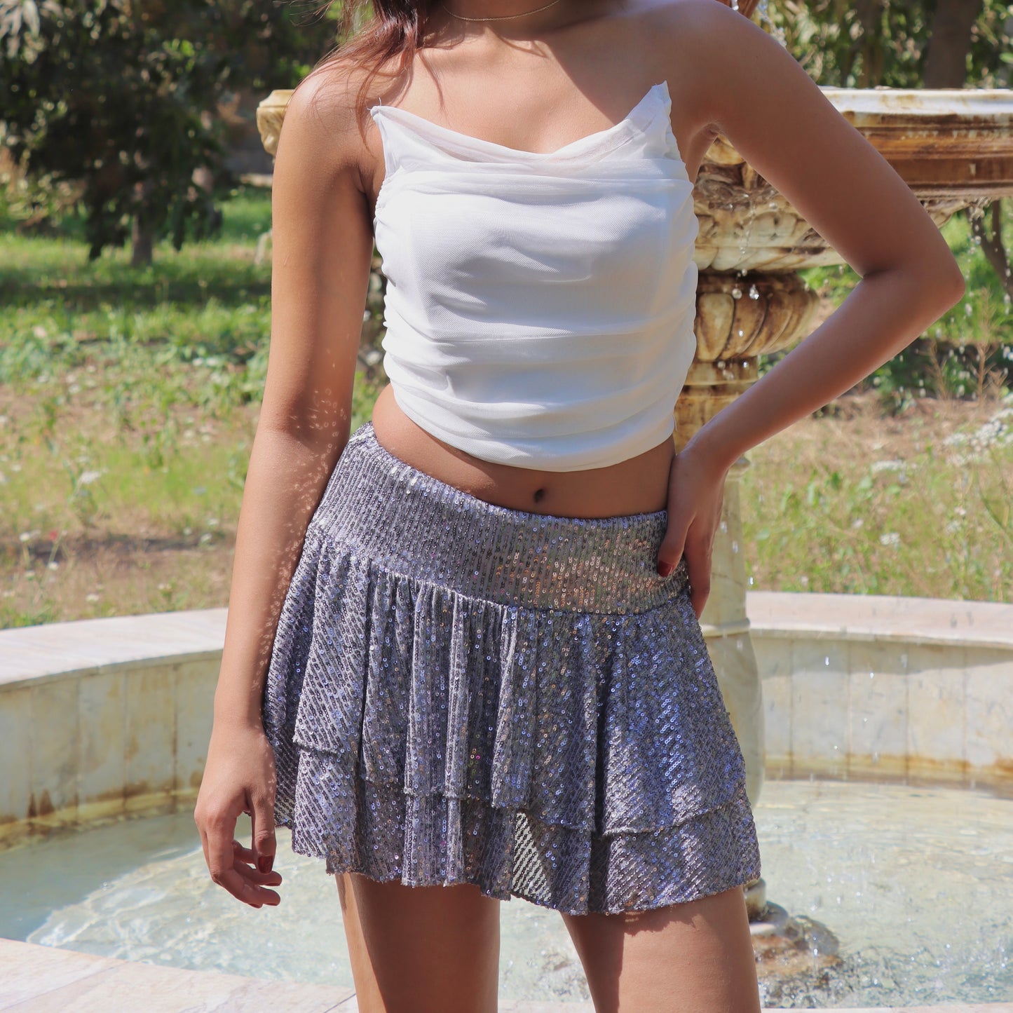 Sequin Ruffle Skirt