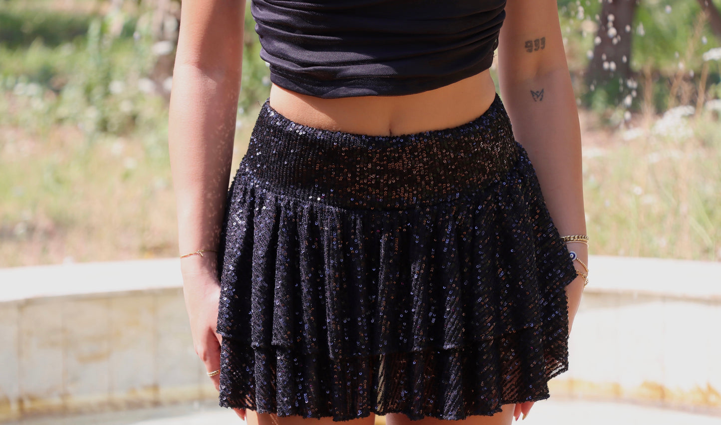 Sequin Ruffle Skirt