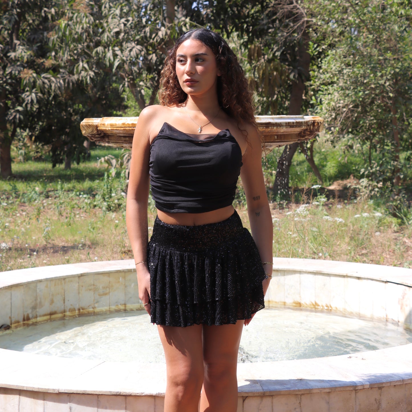 Sequin Ruffle Skirt