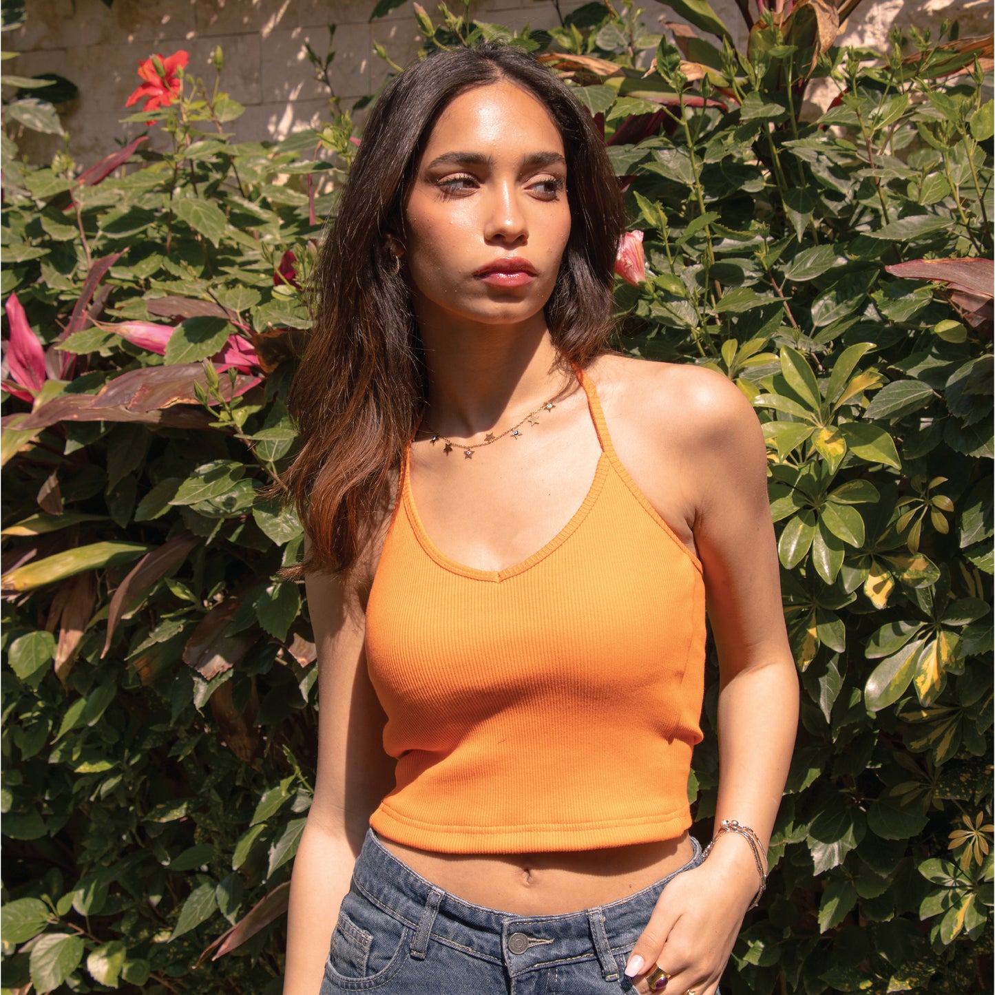 Basic V Top in Orange