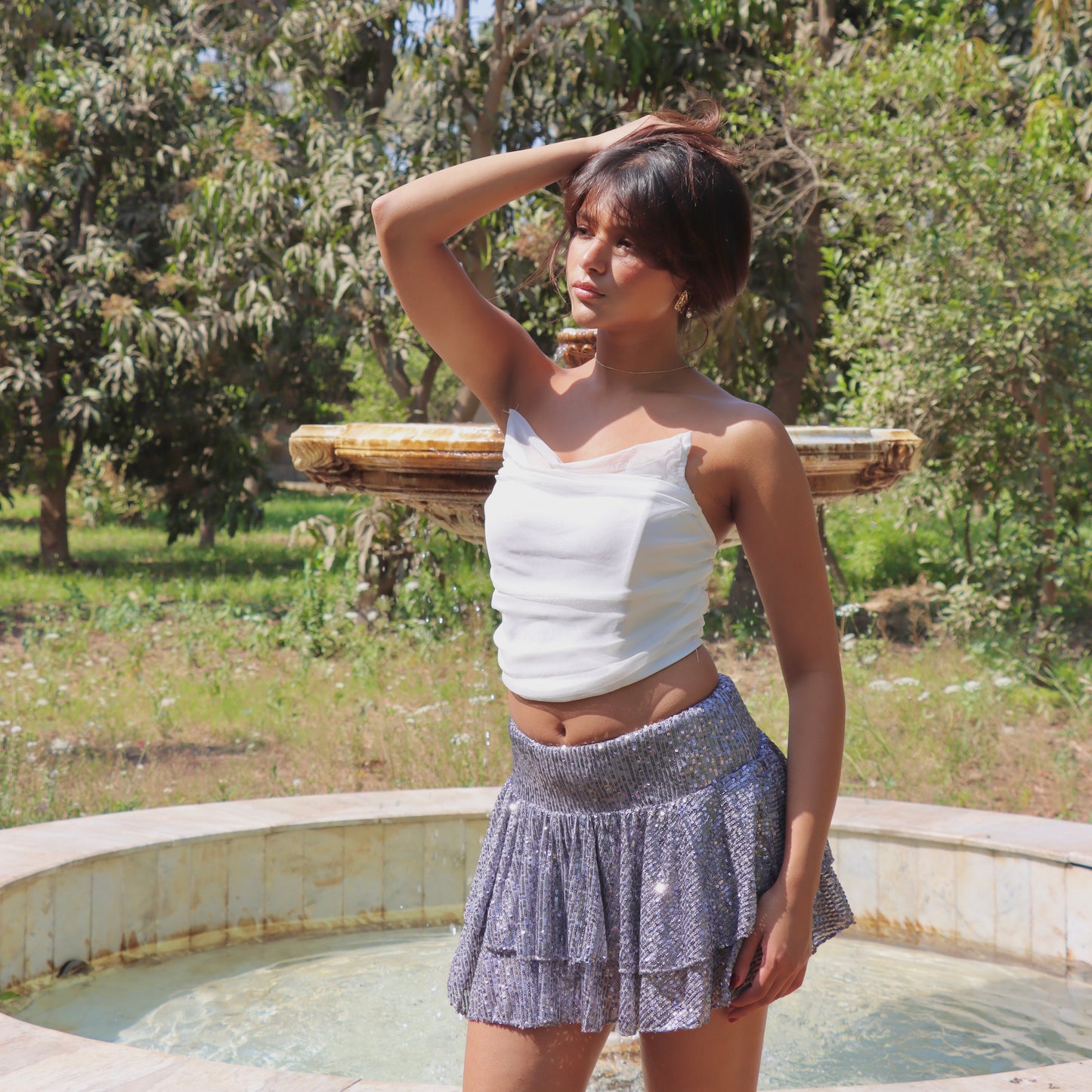 Sequin Ruffle Skirt