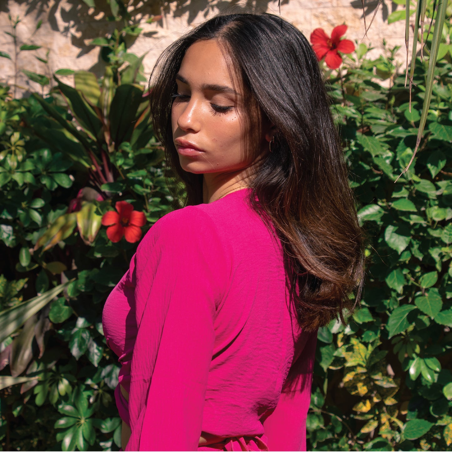 Long Sleeved Top in Hot Pink